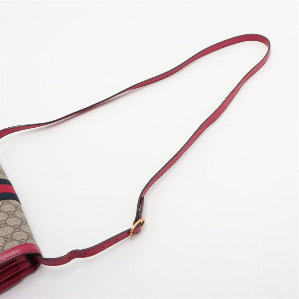 SOLD OUT ❌Gucci GG Supreme Queen margaret PVC & leather Shoulder bag Red 524356 - Picture 5 of 13